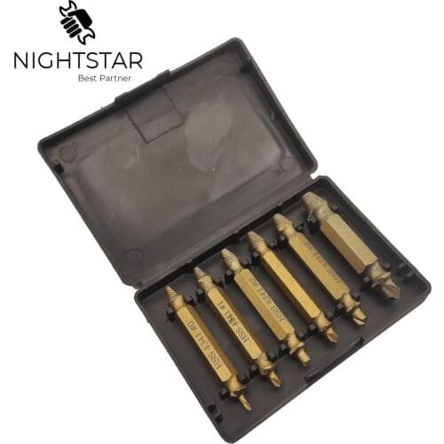 Binoax 6Pcs Damaged Screw Extractor Drill Bit Set Stripped Broken Screw Bolt Remover Extractor Easily Take Out Demolition Tools
