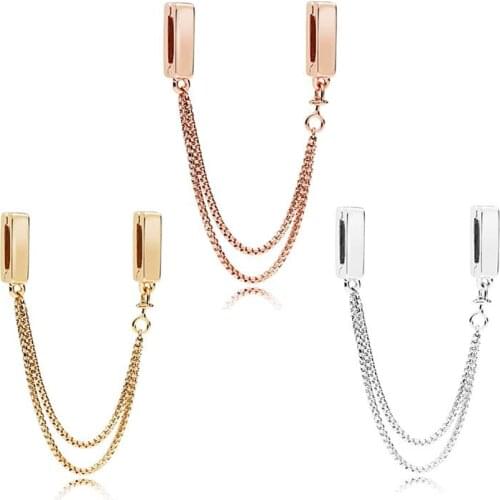 3 Colors Floating Chains Safety Chain Reflexions Clip Beads for Jewelry Making Fine Silver 925 Jewelry For Reflexions Bracelets