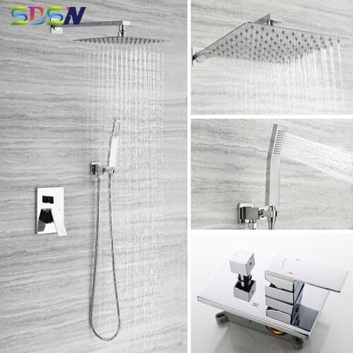 Bathroom Shower Set SDSN 12 Inch Bathroom Shower Head Concealed Bath Shower System Quality Brass Bathroom Shower Mixer Faucets