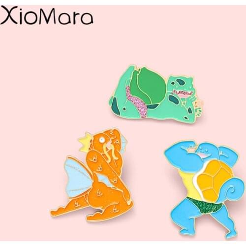 Bodybuilder Enamel Pins Strong Muscle Elf Pet Brooches Cartoon Funny Lapel Badges Jewelry Wholesale Fashion Gift for Friends