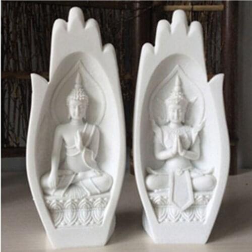 [MGT] 2Pcs/Set Sandstone Buddha Figure Sandstone Buddha Statue Garden Statues Sculptures Buddhism Statues For Decoration