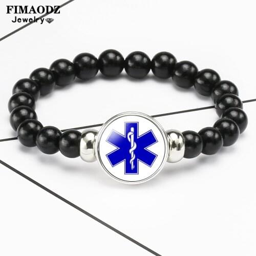 FIMAODZ Medical Alert Diabetic Bracelet Type 1 2 Diabetes Handmade Black Beaded Bracelets Unisex Jewelry