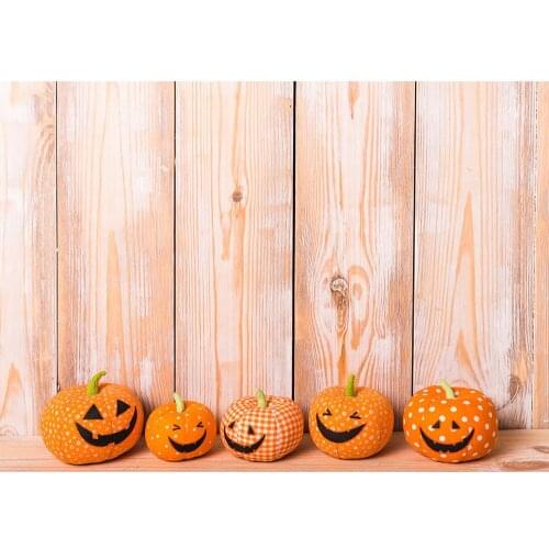 Cartoon Halloween Pumpkins Wooden Board Photo Backdrop Custom Photography Background for Children Baby Photoshoot Photophone