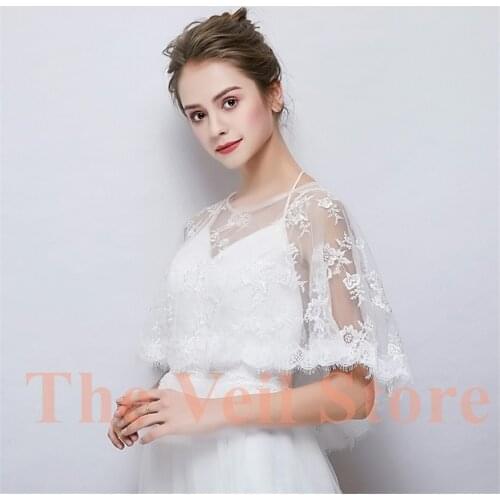 ISHSY White Soft Lace Women Bridal Wedding Bolero Capes Shawl Wrap for Evening Party Chale de fiesta mujer novia etole Mariage