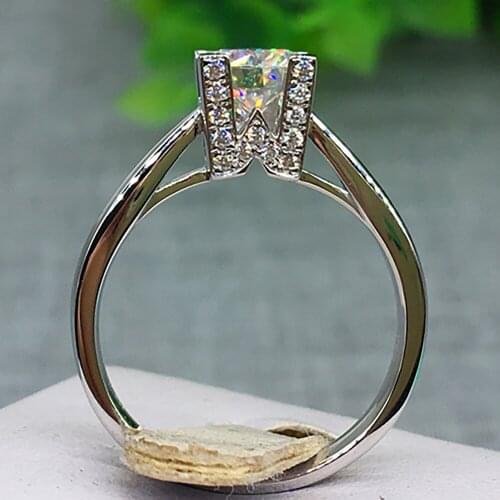 18K Au750 White Gold Women Wedding Party Engagement Ring 1 2 3 4 5 Carat Round Moissanite Diamond Ring W Crown Trendy Classic