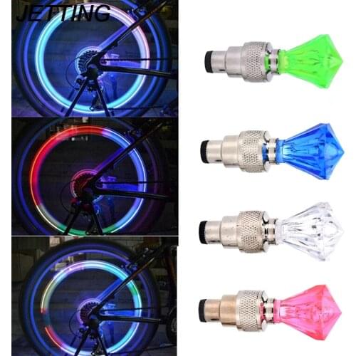 2pcs/lot Car Motor bike bicyle Tyre Valve Caps LED light Diamond Shape bike tyre gas mouse lamps Blue Green Pink White Color
