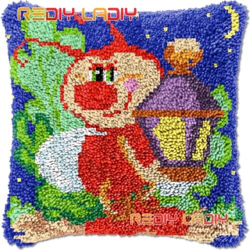 Latch Hook Cushion Cover Night Firefly Needlepoint Kits Chunky Acrylic Yarn Crocheting Pillow Case Arts & Crafts