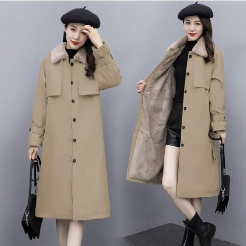 Winter Commuter Padded Jacket Windbreaker Fashion Single Breasted Long Sleeve Mid-Length Loose Parka Ladies Coat Abrigos y1415
