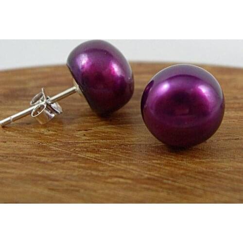 Favorite Pearl Earrings AAA 8-8.5MM Dark Purple Natural Freshwater Pearl Stud Earrings Classic Wedding Birthday Party Women Gift