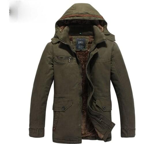 Male Fleece Warm Autumn Thick Casual Army Overcoat Jacket Outerwear Winter Jacket Men 2021 Coat Long Military Hooded Parka Green