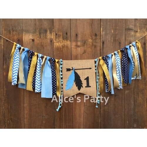 Custom Birthday Highchair Banner Teepee Wild One Tribal Woodland Arrows Garland Baby Shower Photo Prop Decoration Smash Cake