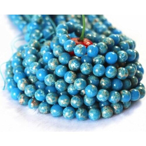 Natural Sky Blue Emperor High Grade New Design Stone 6mm 8mm 10mm 12mm Smooth Round Beads 15 Inches B120