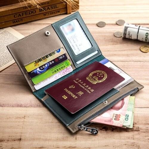 2019 Male Passport Cover Women Female Unisex Card Holder Zipper Pocket Photo Multifunction Men Handy Travel Genuine Leather Trip