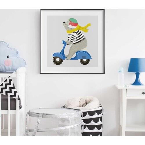 Nordic adorable Mr Bear sweet time Canvas Painting Posters and Print Square Wall Art Pictures For Living Room Bedroom home deco