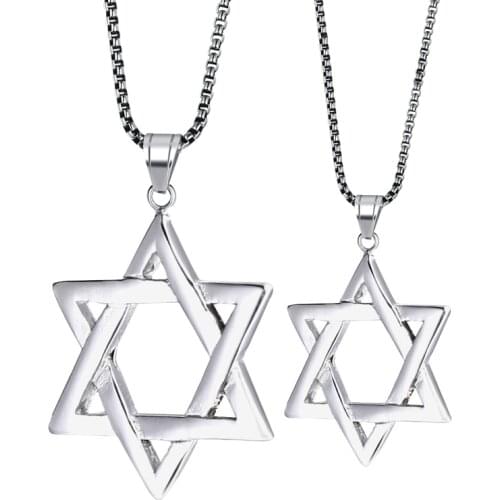 RIR Jewish Magen Star of David Necklace Men/Women Bat Mitzvah Gift Israel Judaica Hebrew Jewelry Hanukkah Pendant Silver Color