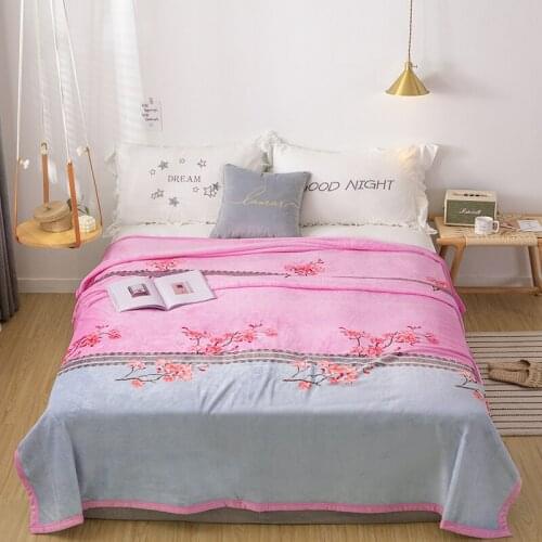 Peach blossom Thicken plush bedspread blanket 200x230cm High Density Super Soft Flannel Blanket for the sofa/Bed/Car