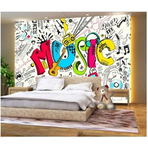 Custom 3D Abstract Musical Childrens Room Graffiti Large Mural Cafe Restaurant Bar Bedroom Streets Rock Non-woven Wallpaper