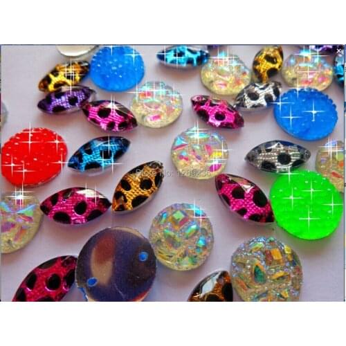 Sew on mixed loading Resin crystal multi-colored loose beads gemstone Rhinestonem 200pcs/pack 16mm/8*16mm