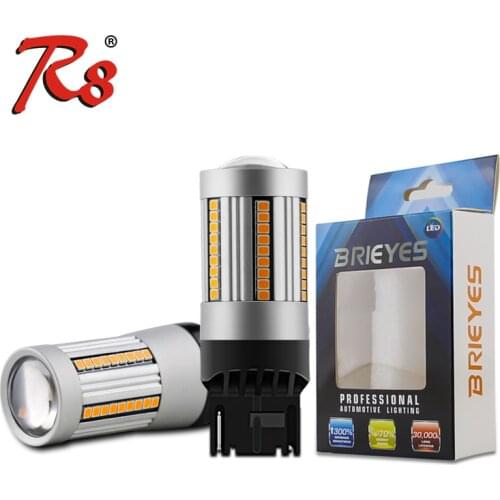 R8 2pcs No Hyper Flash T20 W21W WY21W 7440 7440NA 1156 BA15S PY21W LED Turn Signal Light Bulbs Canbus Error Free Car Lamp Amber