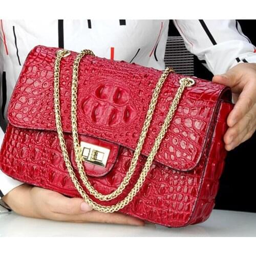 Luxury Designer Women Genuine Leather Bag Real Cowhide Leather Crocodile Pattern shoulder bags Handbag womens leather Bags