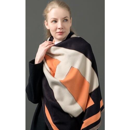 Luxury double-sided scarf women winter warm cashmere shawl scarf printed soft thin blanket holiday gift