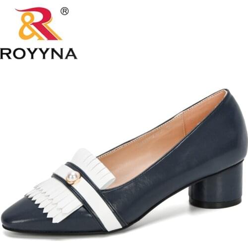 ROYYNA 2020 New Designers Microfiber Dress Shoes Women Office Lady High Heels Shoes Woman Heeled Pumps Ladies Shoes Comfortable