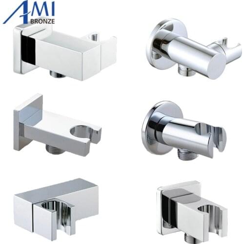 Hand Shower Hook Chromed Polish Shower Seat Solid Brass G1/2" With Shower Hose Connector Shower Mounting Brackets