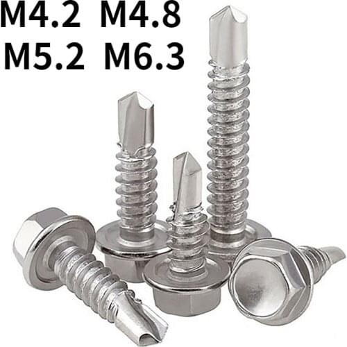 M4.2 M4.8 M5.2 M6.3 410 Self Tapping Hexagon Head Screws Stainless Steel Hexagon Head Screws