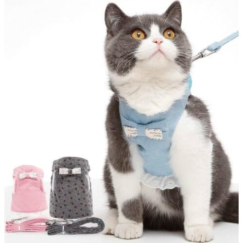 Pet Harnesses Personalized Cat Traction Rope Suit Vest-style Chest Strap Denim Cotton Is Breathable Comfortable Soft Small Cat