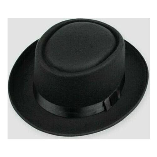 2019 Fashion Unisex Classic Felt Pork Pie Porkpie Hat Upturn Feodora hats Short Brim Black Ribbon Band Panama Hats