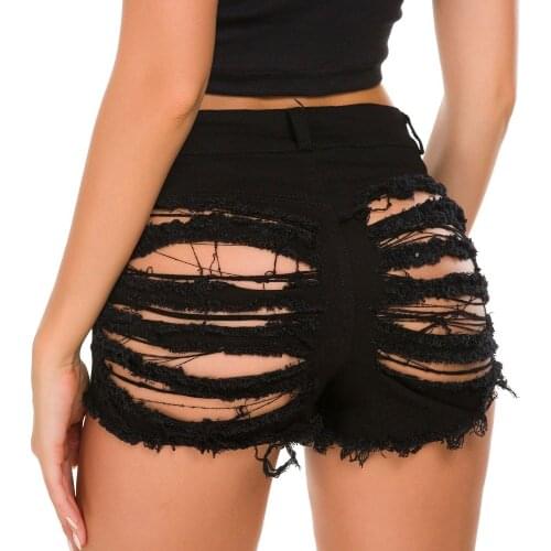New Sexy High Waist Short Jeans Bandage Denim Ripped Hole Mini Skinny Clubwear Shorts White Blue Black women short