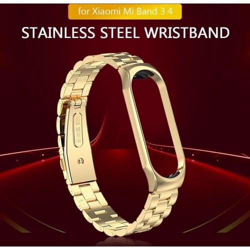 Stainless Steel Smart Wristband Replacement Metal Strap Waterproof Powerful Buckle Comfortable Wear for Xiaomi Mi Band 3 4