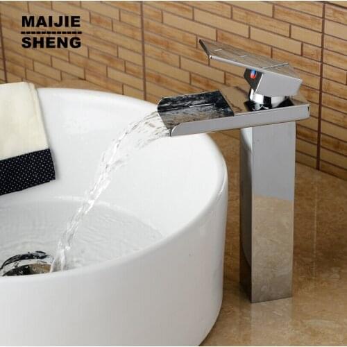 Bathroom waterfall basin faucet high water tap sink mixer tall waterfall basin mixer bathroom faucet