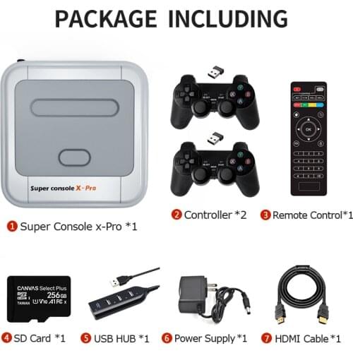 Super Console X Pro Wireless Game Console Wifi 4K Mini TV Video Retro Game Player For PS1/DC/N64 With 50+ Emulators 50000+ Games