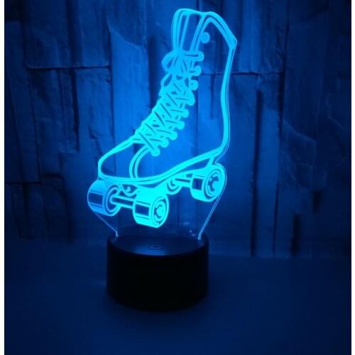 Ice Skate Shoe Style 3D LED Lamp USB Desk Night Light Multicolor Home Atmosphere Mood Illusiion Decor Sporting Boy Child Gift