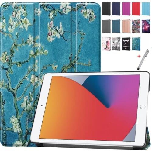 Smart Cover for iPad 2020 10''2 Case Painted PU Leather Hard PC Back Tablet Funda for iPad8 iPad 8th 7th Gen Generation Case