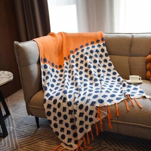 Spring Autumn Cotton throw blanket Wave point Two-color Knitted Blanket Office Nap sofa cover hotel Bed End Towel European shawl