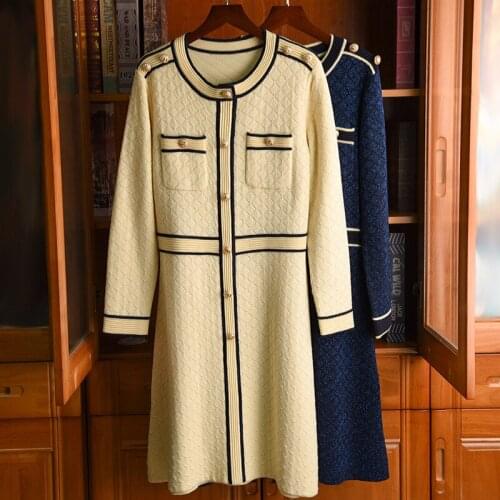 Spring Autumn High quality long sleeve Knit dress Fashion womens Bodycon sweater dress B625