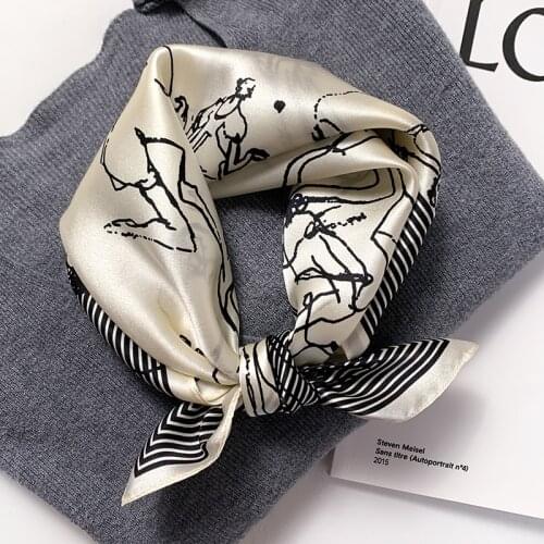2021 spring new style 100% mulberry silk square scarf women luxury silk decoration scarf headband gift scarf silk scarf women