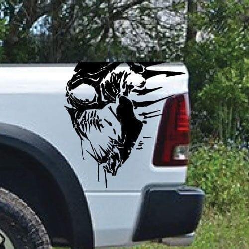 For 2Pcs/Pair Dodge Ram Chevy Ford Grunge Skull Side Truck Vinyl Graphic Decal bed Tailgate