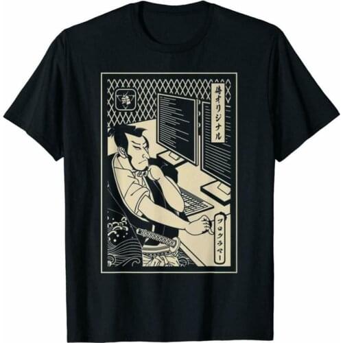 Programmer Samurai Warrior As Computer Programmer Funny Black T-Shirt