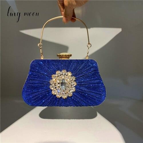 Womens Shining Diamond Clutch Bag Fold Craft Luxury Designer Handbags for Female Summer Pearl Hasp Clutch Bag Wedding Z160