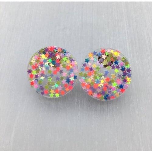 UJBOX 2019 Glitter Sequined Star Earrings Women Round Big Resin Earrings Wedding Party Stud Earrings Jewelry Gift