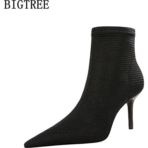 Bigtree Ankle Boots Shoes For Women 2021 Women Boots Pumps Black Hight Heels Boots For Women Fashion Bottes Chaussure Femme
