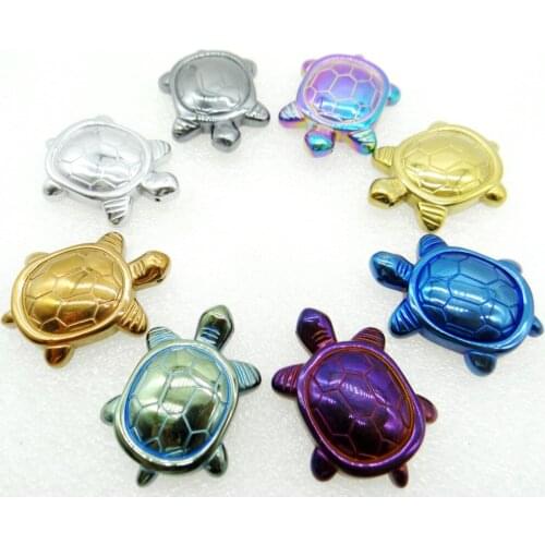 40*38Mm Natural Stone Titanium Hematite Color plating Turtle Gem Pendant For DIY Jewelry Making Necklace For Women Men 1Pcs