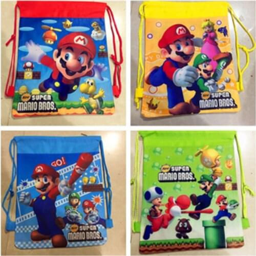 1pcs Super Mario Bros Drawstring Bags Kids Non-woven Bag Mario Fabric Backpack Students School Bag Drawstring Gift Bag Mochila