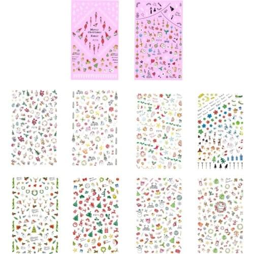 10 Pcs Different Multi Styles Pattern DIY Nail Art Stickers Accessories Tool