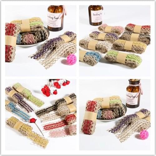 2M Mix Color Natural Party Crafts Wedding Ribbon Gift Warrping Hemp Ribbon Jute Burlap DIY Festival Supplies Festival Decoration