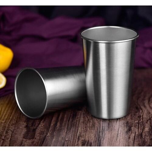 2 PCS Stainless Steel Cup 8/12.3/17.6oz Industrial Style Plain Metal Cup Shatterproof Pint Tumblers for Cold Drinks TS2