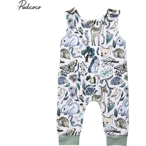 2019 Brand Newborn Infant Baby Girl Boy Sleeveless Romper Cute Summer Animal Print Jumpsuit One-Piece Overall Outfit Boys Girls